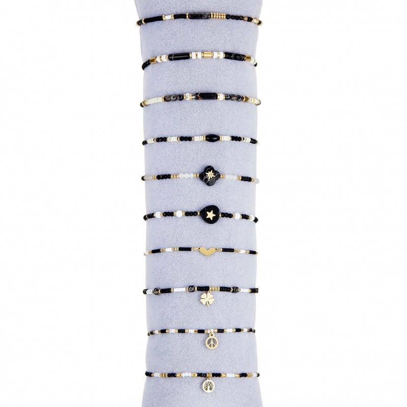 Ulricha - Lot 10 bracelets élastiques noirs