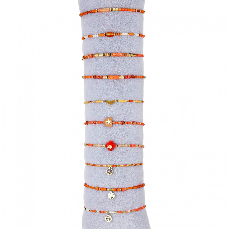 Ulricha - Lot 10 bracelets élastiques oranges