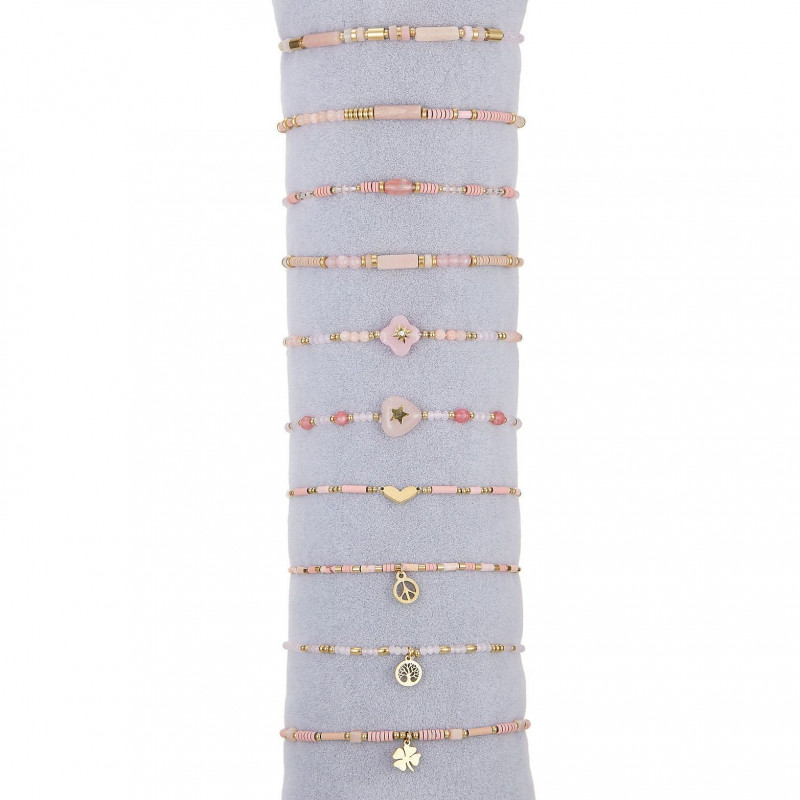 Ulricha - Lot 10 bracelets élastiques roses