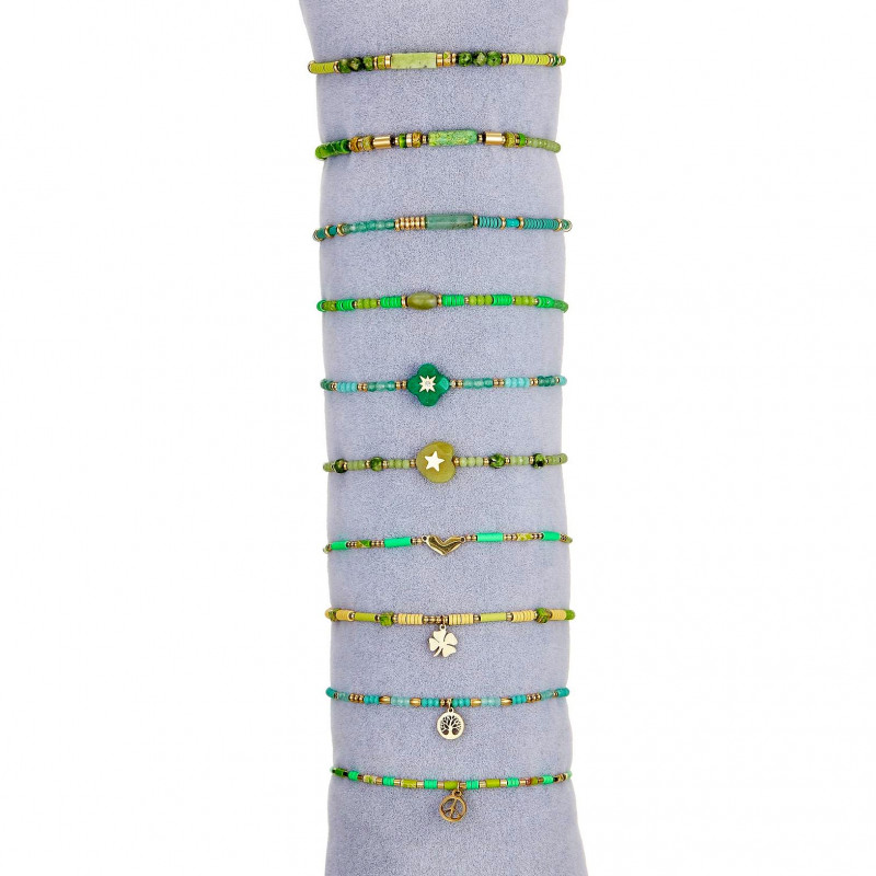 Ulricha - Lot 10 bracelets élastiques verts