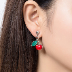 Ambre - Boucle d'oreille tige rouge