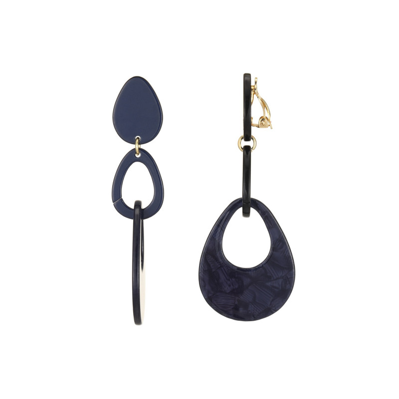 Fateha - Boucle d'oreille clip bleue marine