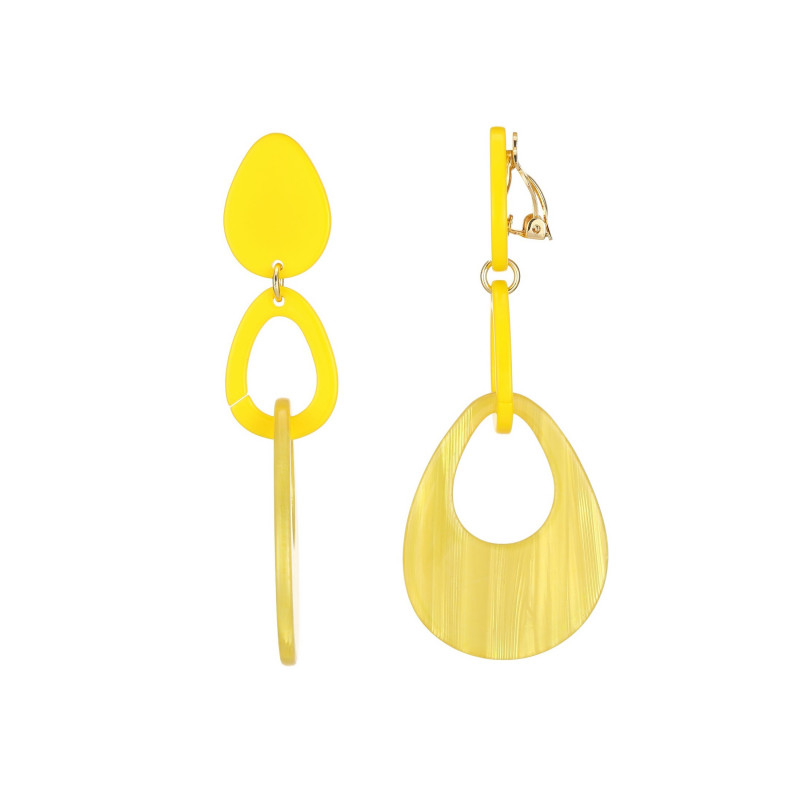 Fateha - Boucle d'oreille clip jaune