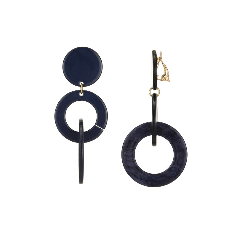 Fatet - Boucle d'oreille clip bleue marine