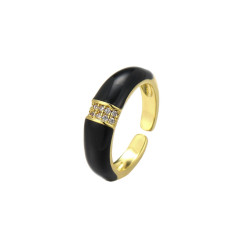 Emaillé1 - Bague T.unique noire