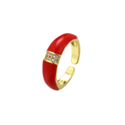Emaillé1 - Bague T.unique rouge