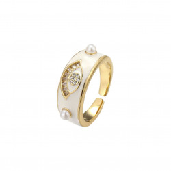 Emaillé3 - Bague réglable blanche