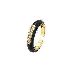 Emaillé4 - Bague réglable noire