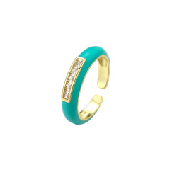 Emaillé4 - Bague réglable bleue