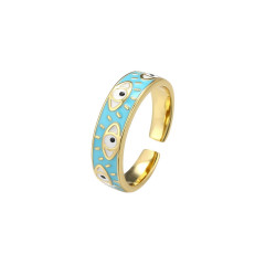 Emaillé5 - Bague réglable bleue