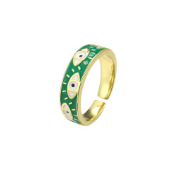 Emaillé5 - Bague réglable verte