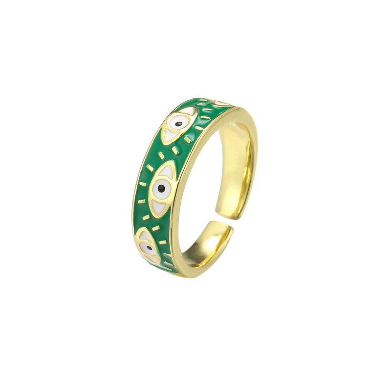 Emaillé5 - Bague réglable verte