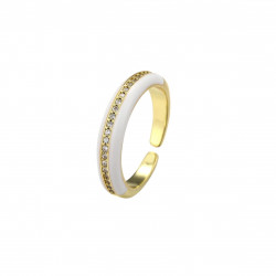 Emaillé7 - Bague réglable blanche