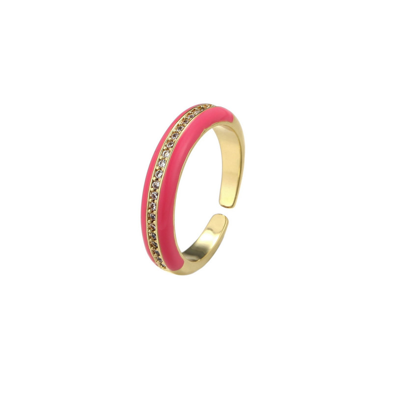 Emaillé7 - Bague réglable fuchsia