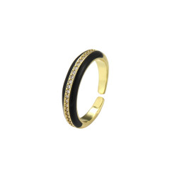 Emaillé7 - Bague réglable noire