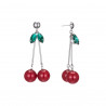 Kaela Boucles d'oreilles tige rouge argente