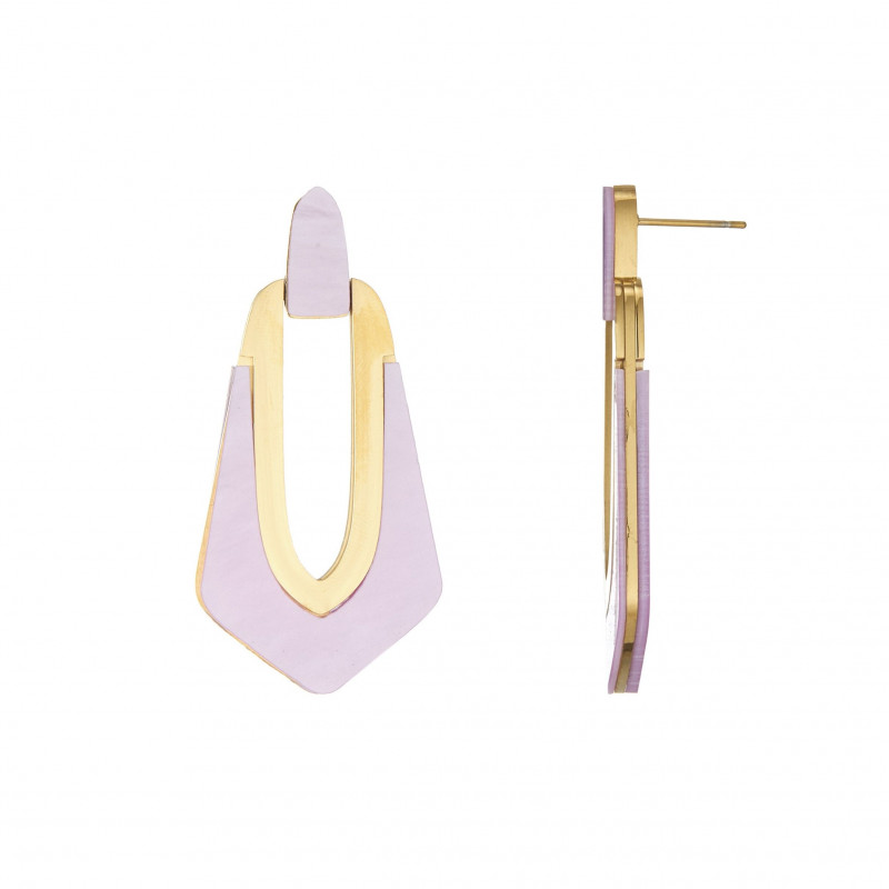 Ulviye - Boucle d'oreille tige parme