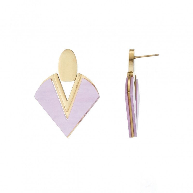 Ursille - Boucle d'oreille tige parme