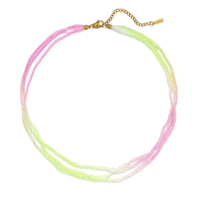 Zenzi - Collier acier Rose Vert