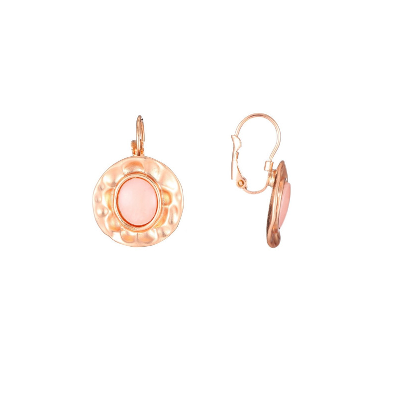 Xevera - Boucle d'oreille dorée rose