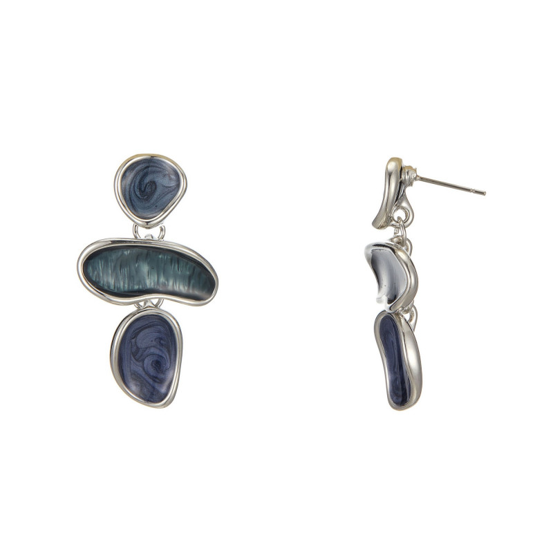 Etra - Boucle d'oreille tige bleue marine