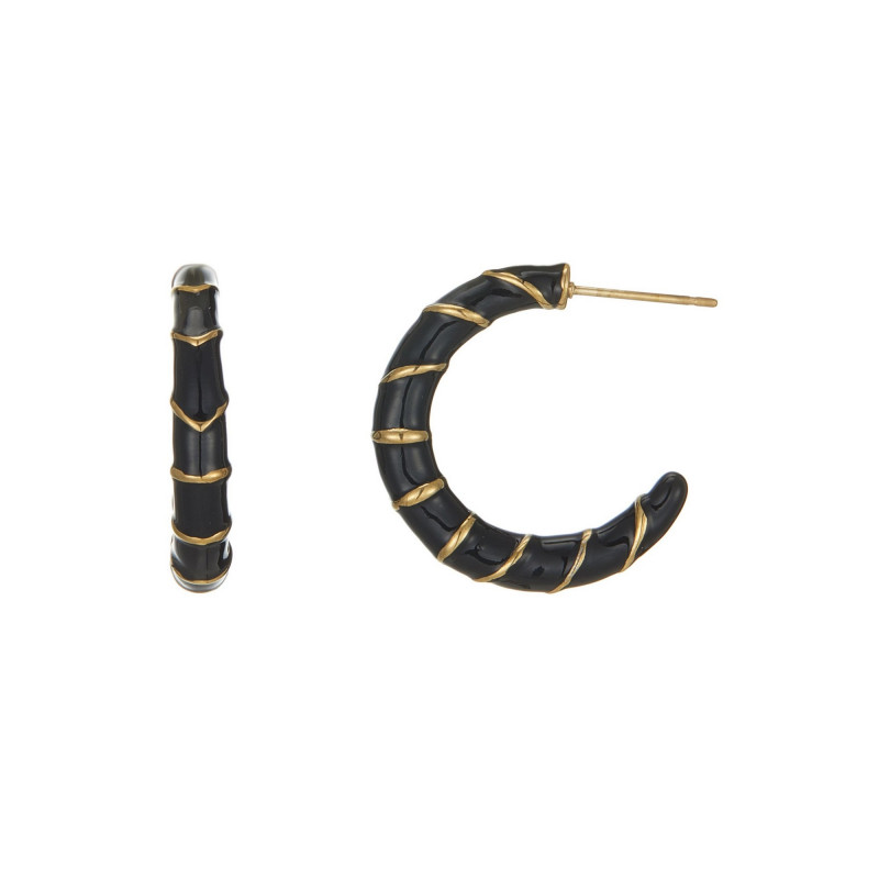 Ubon - Acier Boucle d'oreille tige Noire