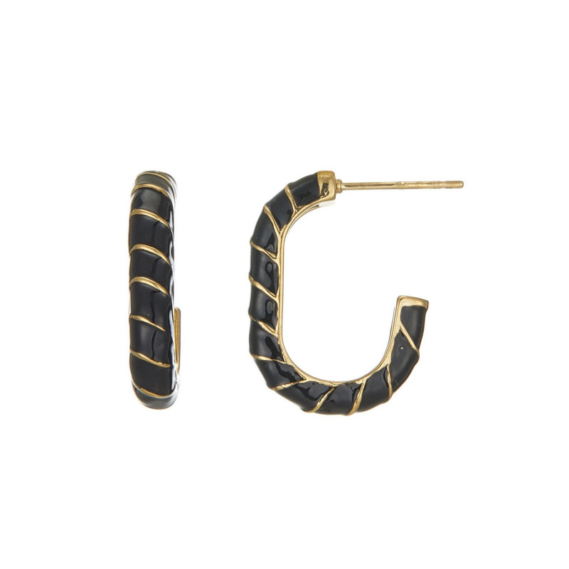 Unique - Acier Boucle d'oreille tige Noire