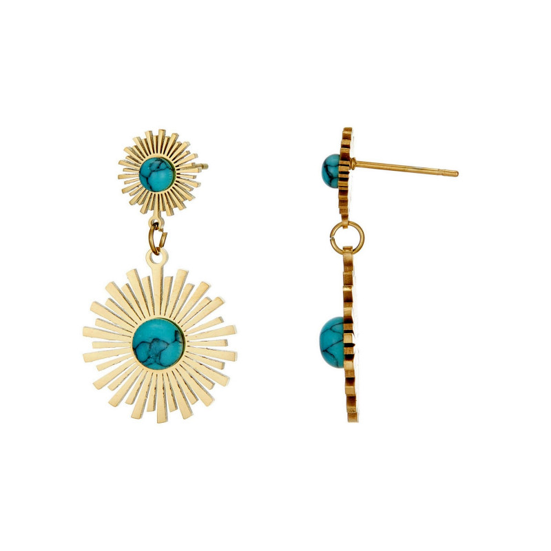 Ulka - Acier Boucle d'oreille tige Turquoise
