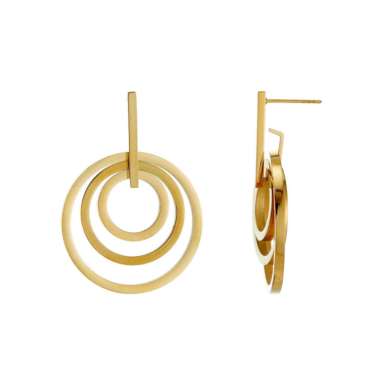 Uneka - Acier Boucle d'oreille tige Dorée