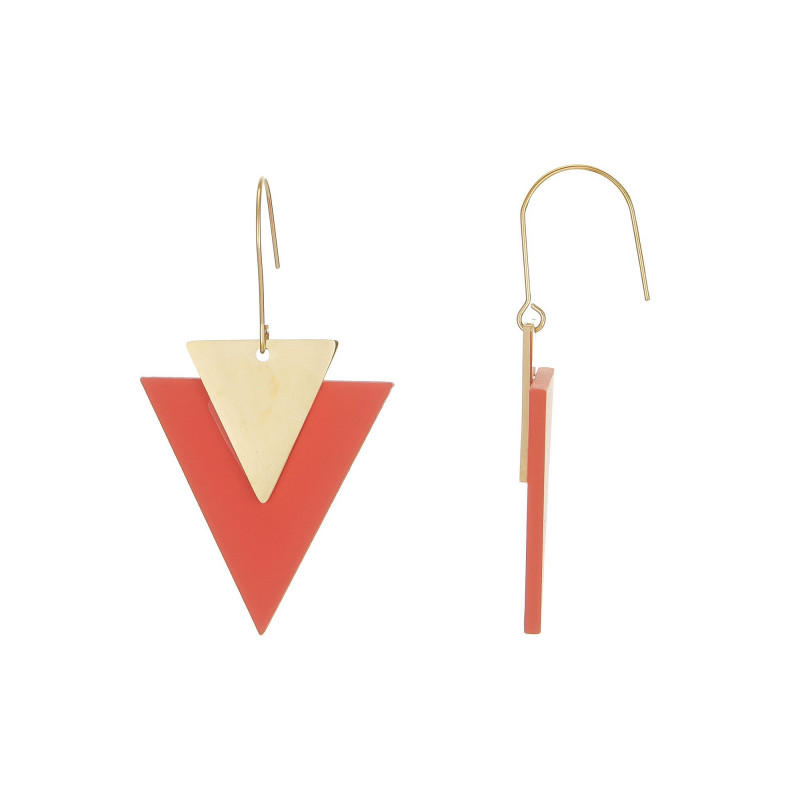 Ulpu - Acier Boucle d'oreille crochet Corail