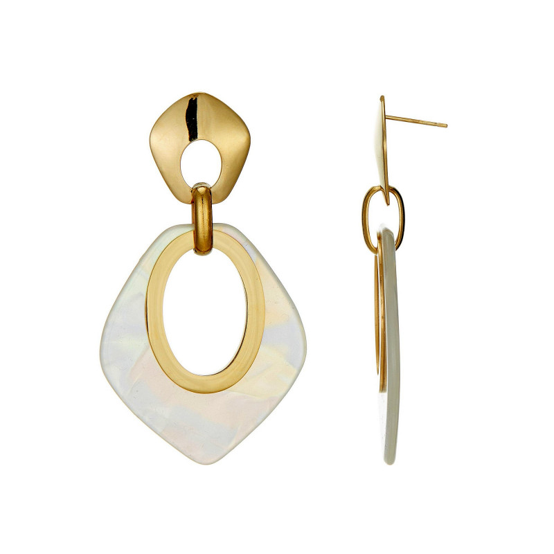 Utako - Acier Boucle d'oreille tige Blanche