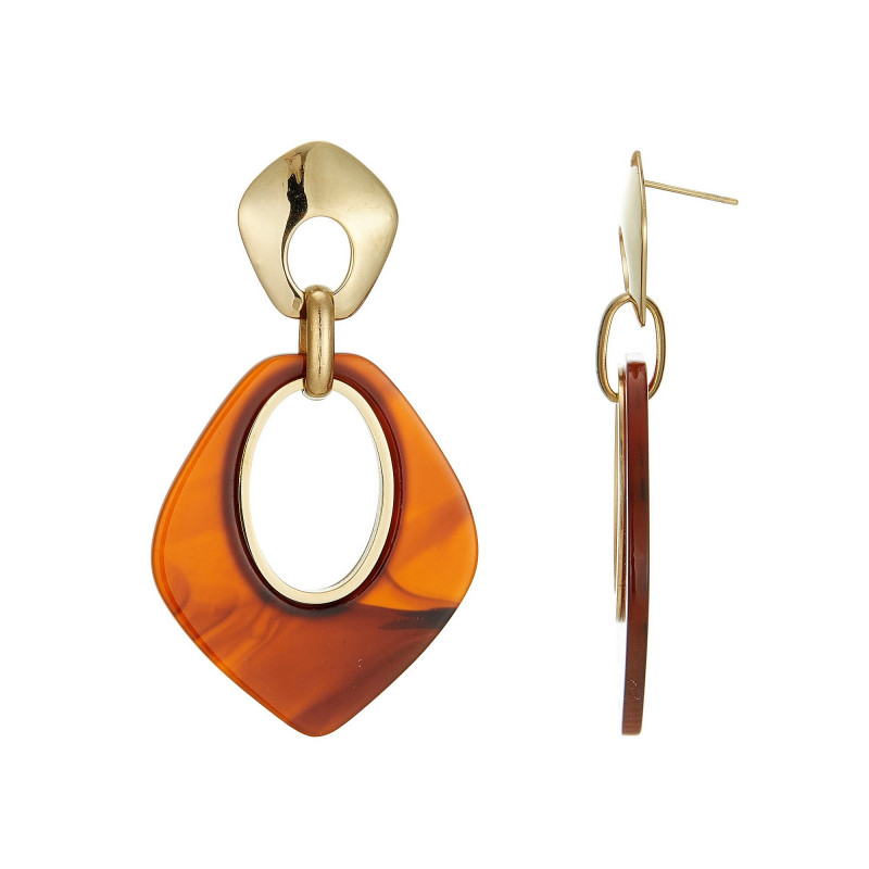 Utako - Acier Boucle d'oreille tige Marron