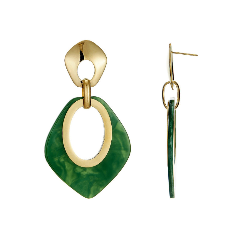 Utako - Acier Boucle d'oreille tige Verte