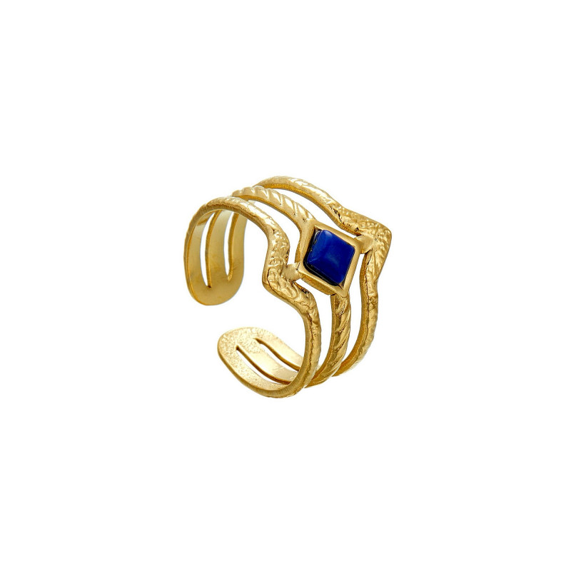 Ufuk - Bague Acier réglable Bleue