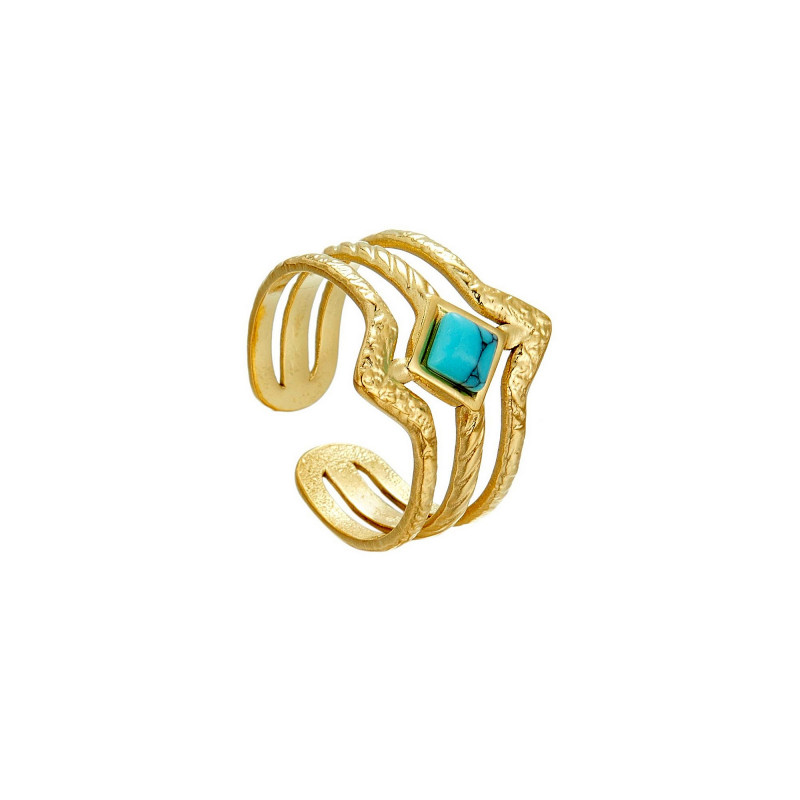 Ufuk - Bague Acier réglable Turquoise