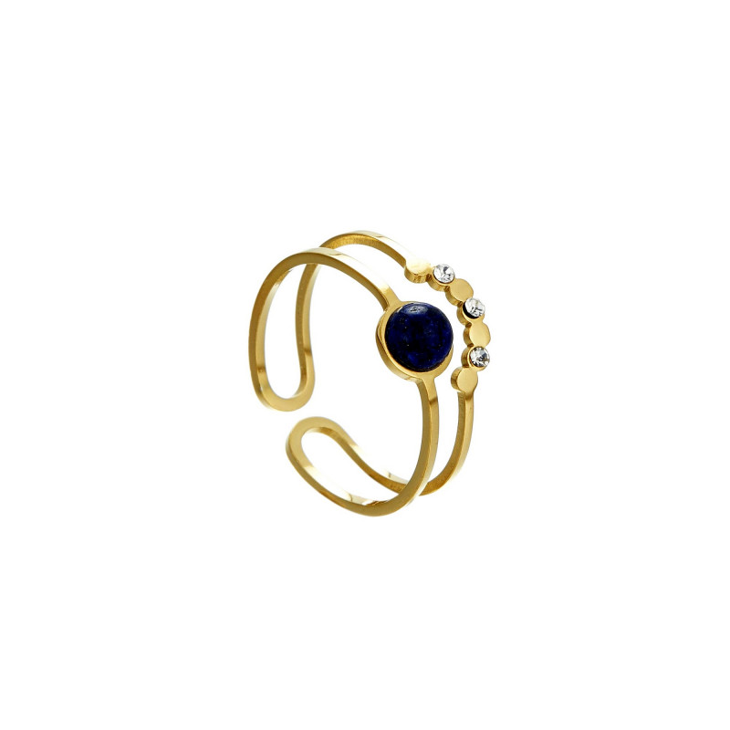 Ulvarna - Bague Acier réglable Bleue