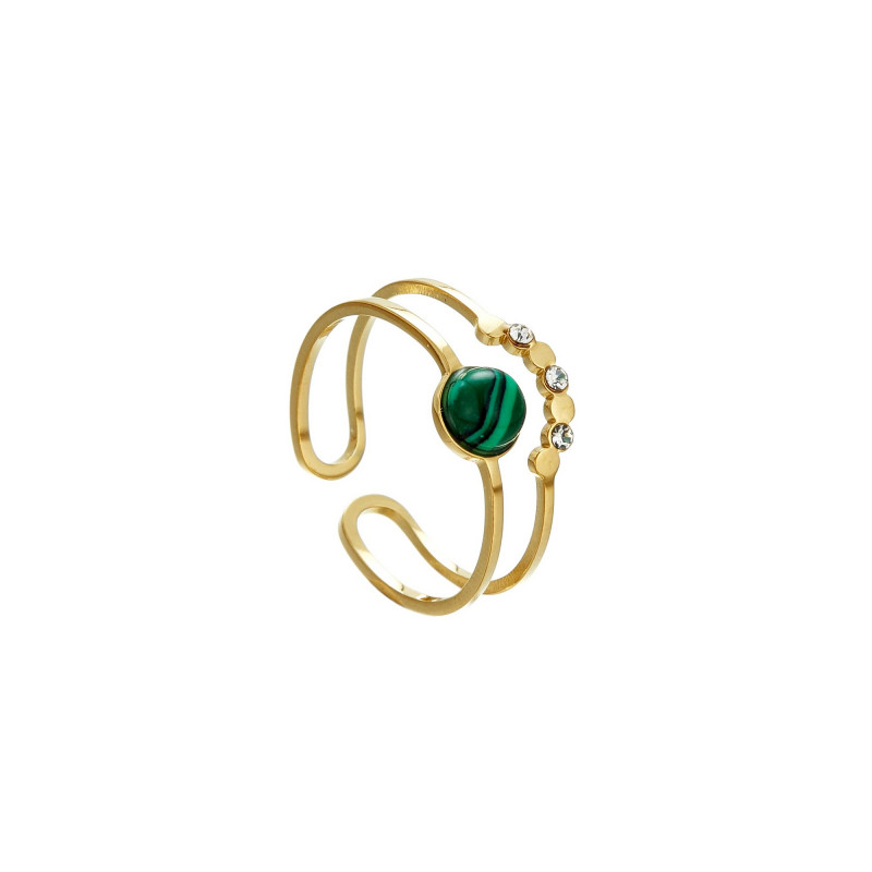 Ulvarna - Bague Acier réglable Verte