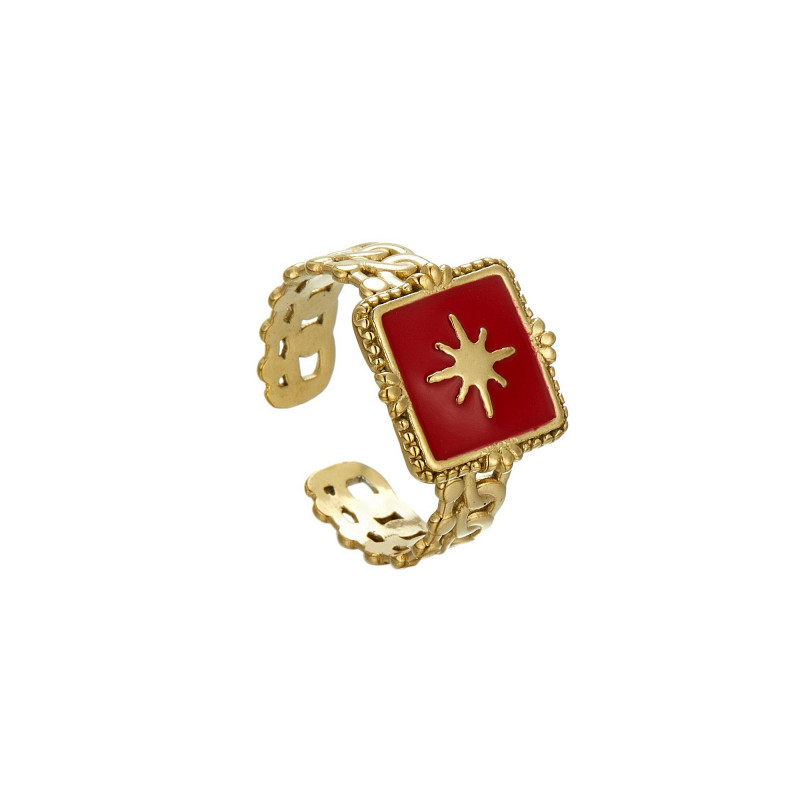 Ulvhilda - Bague Acier réglable Rouge