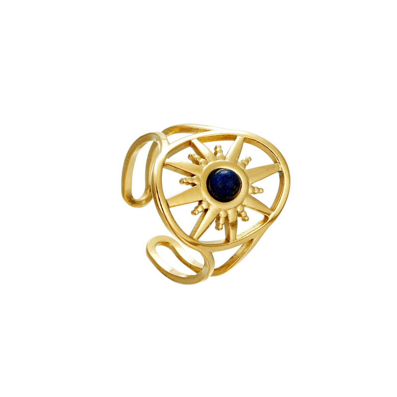 Ulviya - Bague Acier réglable Bleue