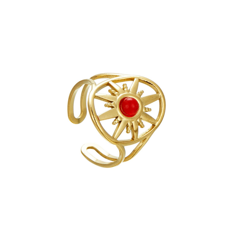 Ulviya - Bague Acier réglable Rouge