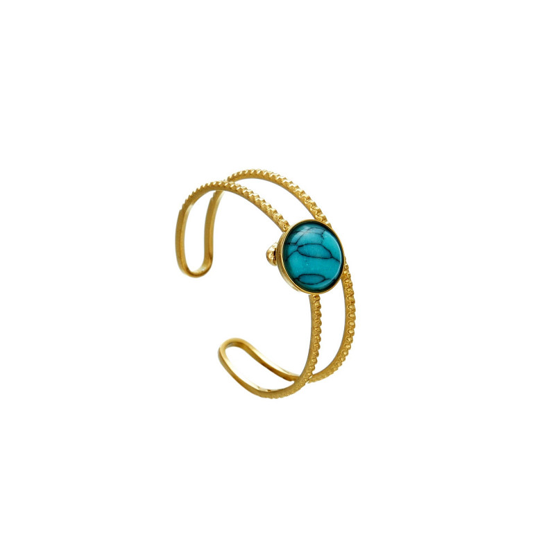 Umia - Bague Acier réglable Turquoise
