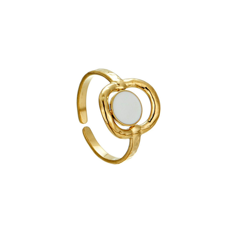 Unnfrid - Bague Acier réglable Blanche