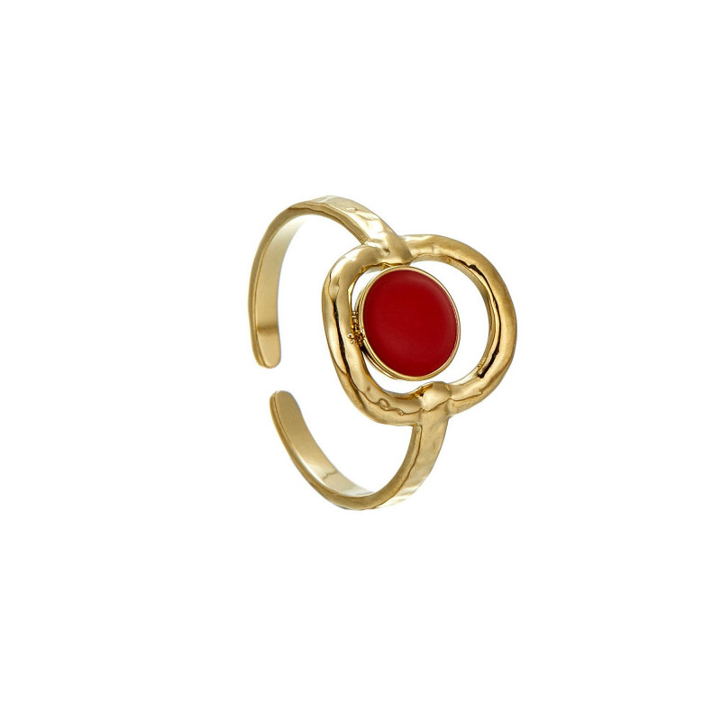 Unnfrid - Bague Acier réglable Rouge