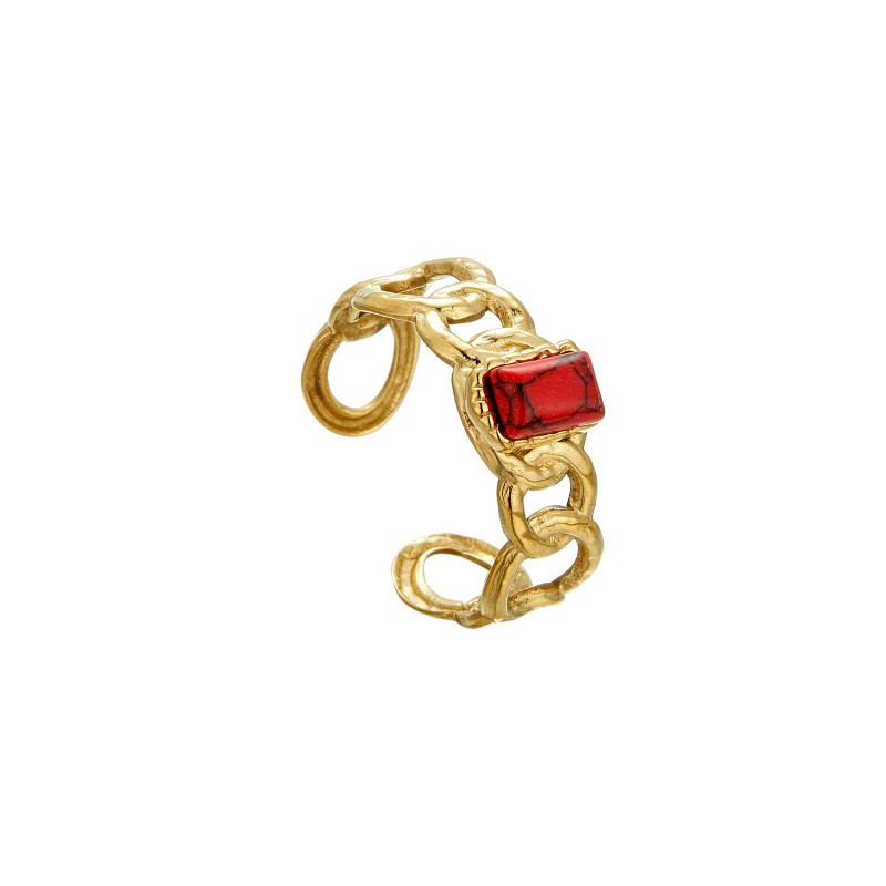 Unny - Bague Acier réglable Rouge