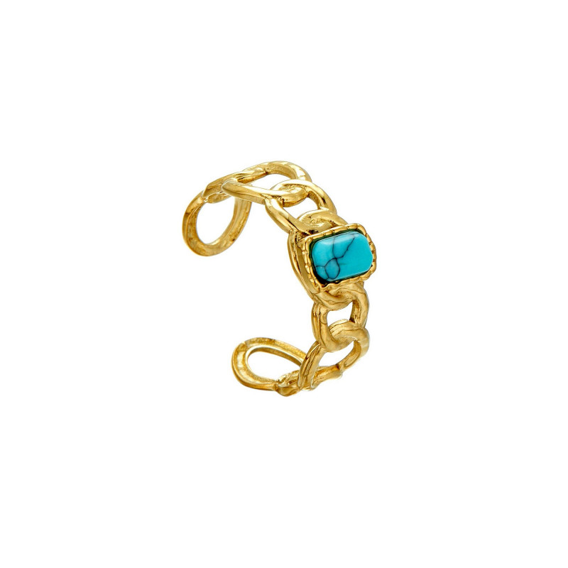 Unny - Bague Acier réglable Turquoise
