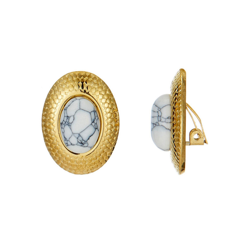 Uwimana - Acier Boucle d'oreille clip Blanche