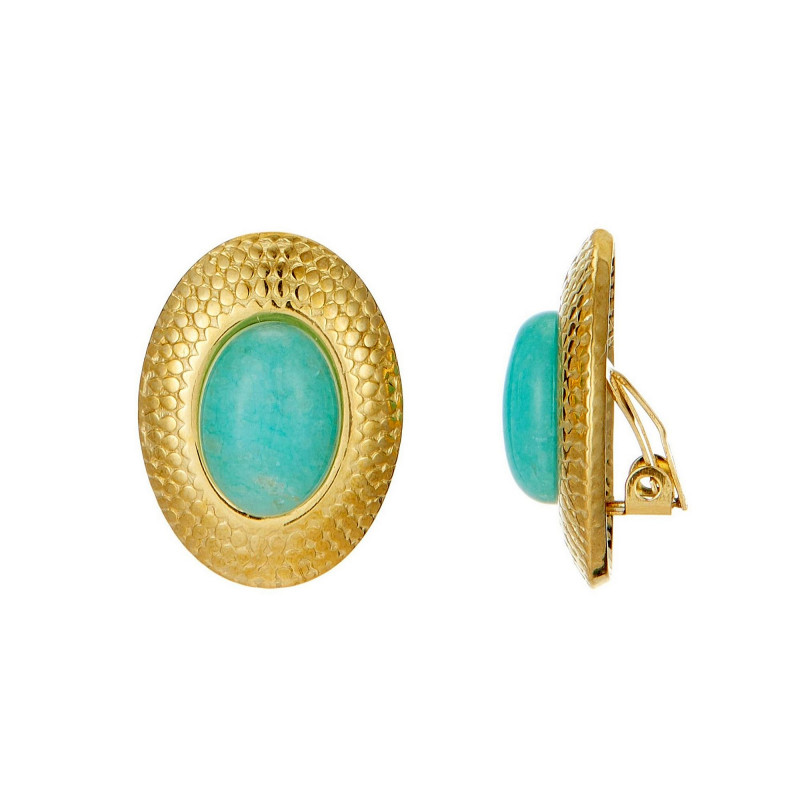 Uwimana - Acier Boucle d'oreille clip Bleue