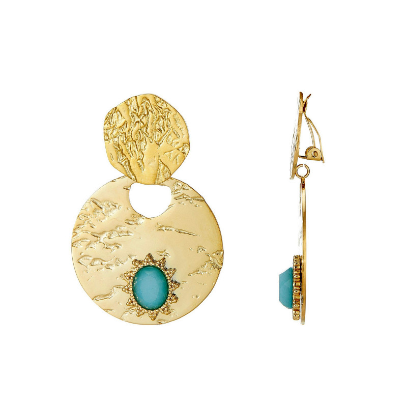 Ustinya - Acier Boucle d'oreille clip Bleue