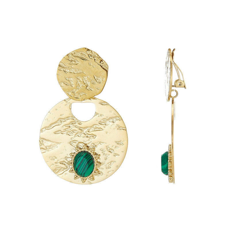 Ustinya - Acier Boucle d'oreille clip Verte