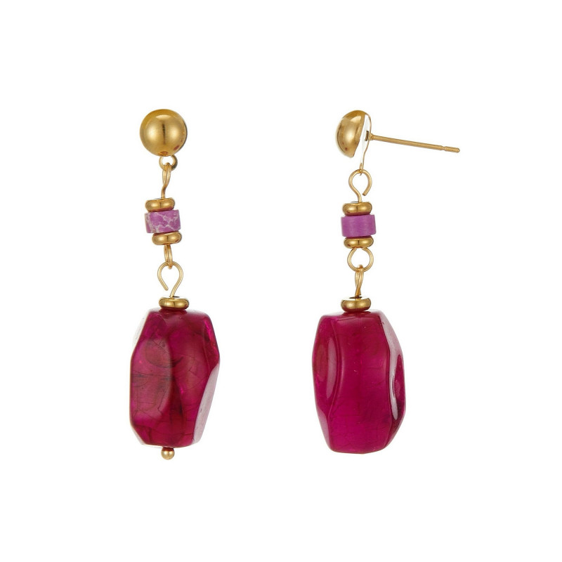Ulfa - Acier Boucle d'oreille tige fuchsia